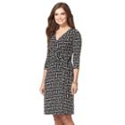 Women's Chaps Geometric Faux-wrap Dress, Size: Small, Black