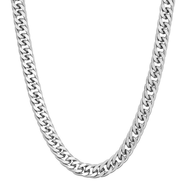 Men's Sterling Silver Curb Chain Necklace - 18 In, Size: 18, Grey