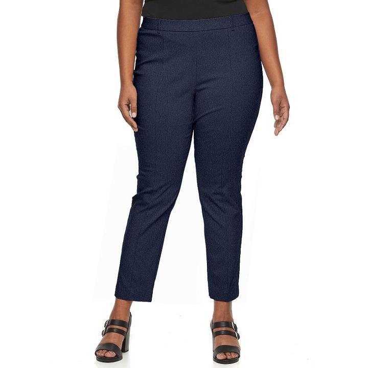 Plus Size Napa Valley Slimming Solution Straight-leg Dress Pants, Women's, Size: 16 W, Dark Blue