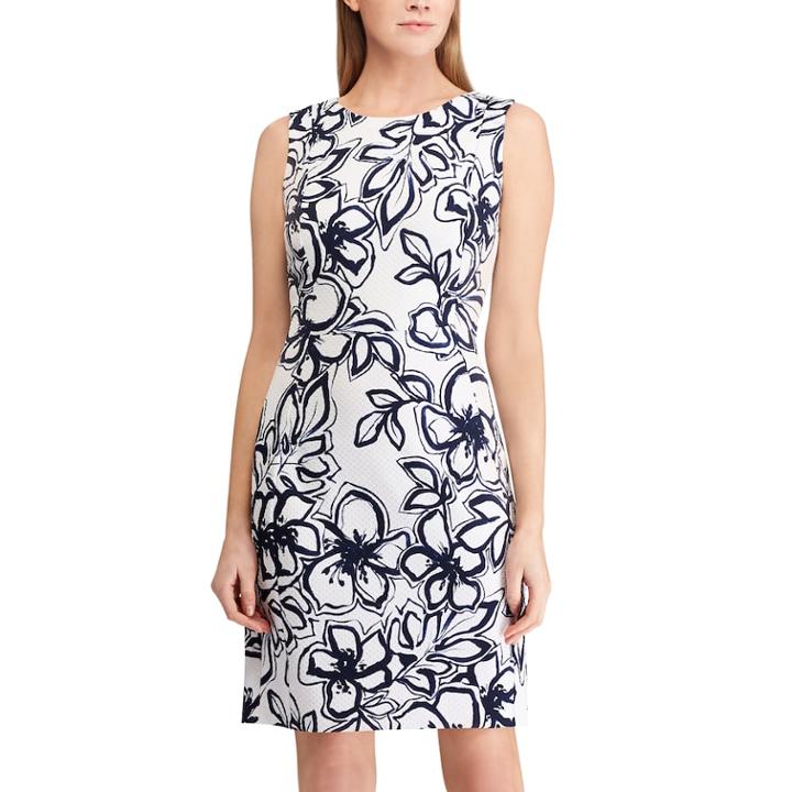 Women's Chaps Floral Sheath Dress, Size: 2, White