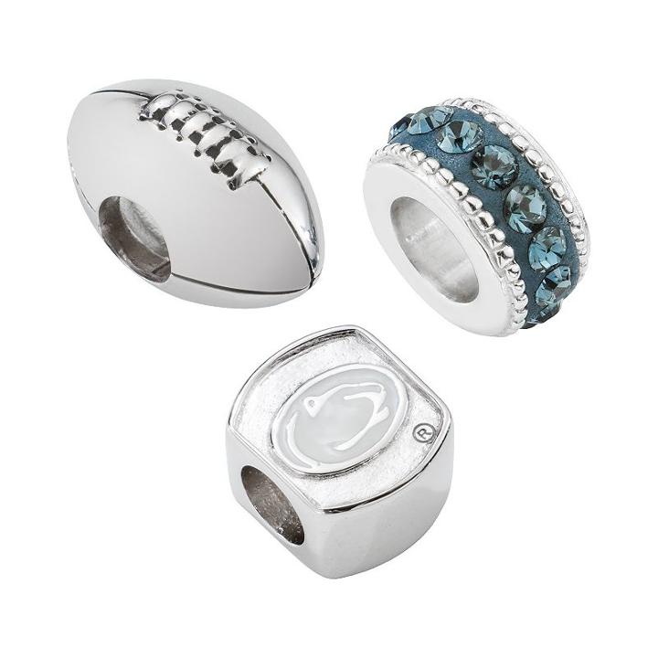 Logoart Penn State Nittany Lions Sterling Silver Crystal Bead Set, Women's, Blue