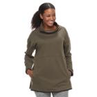 Plus Size Tek Gear&reg; Fleece Funnel Neck Pullover Top, Women's, Size: 1xl, Dark Green
