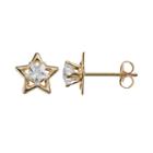 Cubic Zirconia 14k Gold Star Stud Earrings, Women's, Yellow