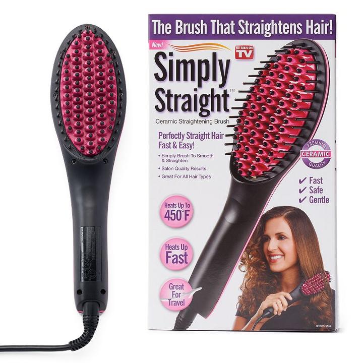 Simply Straight Ceramic Straightening Brush, Black