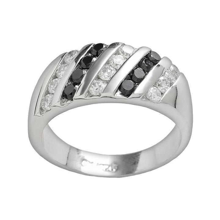 Rhodium-plated Sterling Silver Cubic Zirconia Ring, Women's, Size: 8, Black