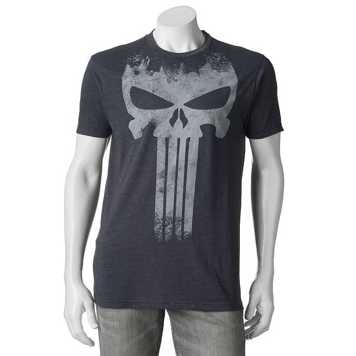 Men's Marvel Punisher Tee, Size: Small, Grey (charcoal)