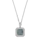 Sterling Silver Cubic Zirconia Square Halo Pendant, Women's, Size: 18, Grey