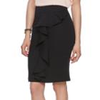 Women's Elle&trade; Draped-ruffle Skirt, Size: 6, Black