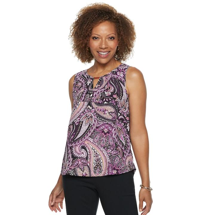 Petite Dana Buchman Keyhole Neck Sleeveless Top, Women's, Size: Xl Petite, Med Purple