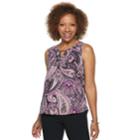 Petite Dana Buchman Keyhole Neck Sleeveless Top, Women's, Size: Xl Petite, Med Purple
