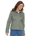 Women's Croft & Barrow&reg; Button-down Jacket, Size: Medium, Med Green