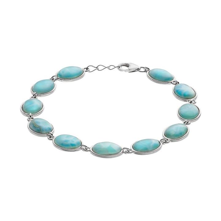 Sterling Silver Larimar Oval Bracelet, Women's, Size: 7.5, Blue
