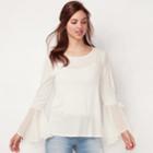 Women's Lc Lauren Conrad Flare Sleeve Chiffon Top, Size: Large, White