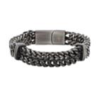 Lynx Men's Stainless Steel Double Row Chain Bracelet, Size: 8.5, Grey