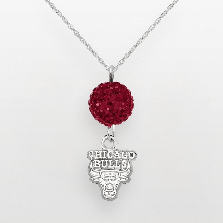 Chicago Bulls Sterling Silver Crystal Ball Pendant, Women's, Size: 18, Red