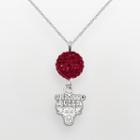 Chicago Bulls Sterling Silver Crystal Ball Pendant, Women's, Size: 18, Red