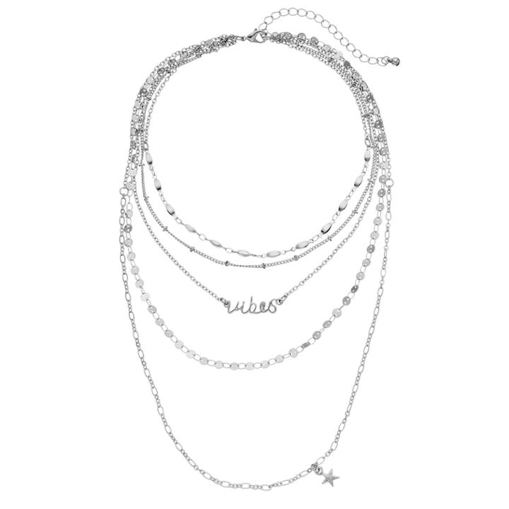 Mudd&reg; Vibes & Star Layered Choker Necklace, Women's, Silver