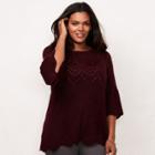 Plus Size Lc Lauren Conrad Eyelet Crewneck Sweater, Women's, Size: 0x, Red
