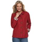 Women's Croft & Barrow&reg; Quilted Button-front Jacket, Size: Large, Dark Red