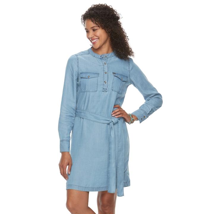 Women's Lee 2-pocket Shirt Dress, Size: Xl, Light Blue