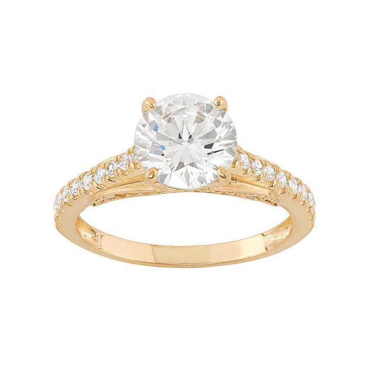 Cubic Zirconia Engagement Ring In 10k Gold, Women's, Size: 9, White