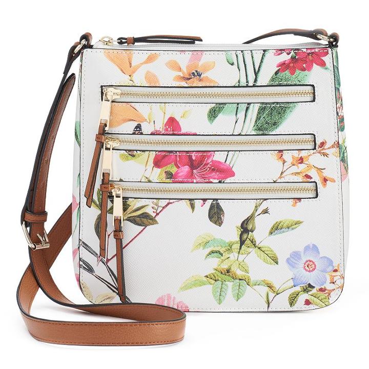 Apt. 9&reg; Robin Triple Zipper Crossbody Bag, Women's, White Oth