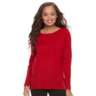 Petite Apt. 9&reg; Ribbed Crewneck Sweater, Women's, Size: Xs Petite, Red