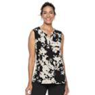 Women's Dana Buchman Everyday Casual Splitneck Tank, Size: Xl, Beig/green (beig/khaki)