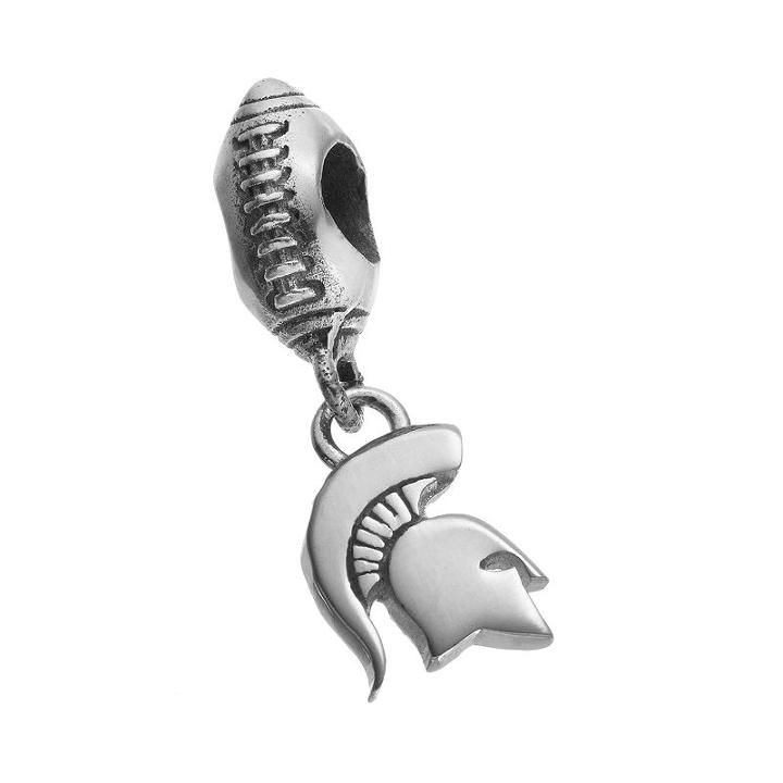 Dayna U Sterling Silver Michigan State Spartans Team Logo Football Charm, Women's, Grey