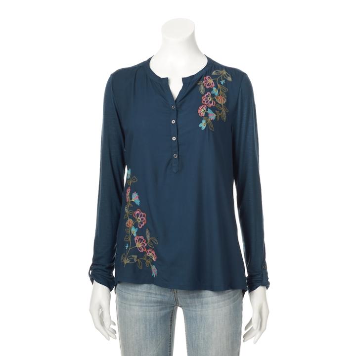 Women's Sonoma Goods For Life™ Embroidered Utility Shirt, Size: Small, Dark Blue