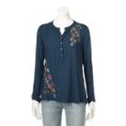 Women's Sonoma Goods For Life&trade; Embroidered Utility Shirt, Size: Small, Dark Blue