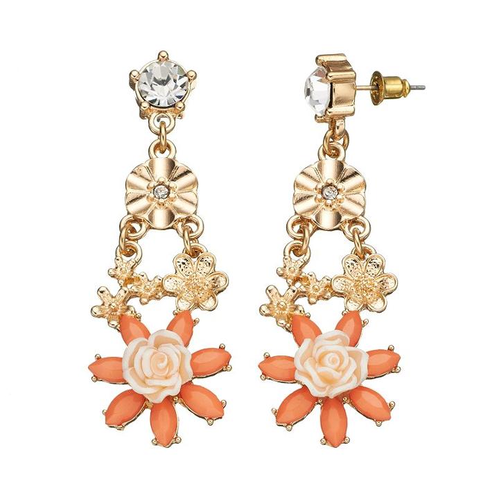 Gs By Gemma Simone Fresh Cut Flowers Collection Drop Earrings, Girl's, Multicolor