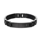 Men's Black Stainless Steel Black Diamond Accent Cross Bracelet, Size: 8.5