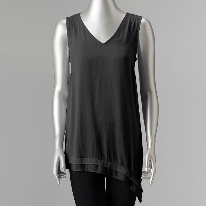 Women's Simply Vera Vera Vera Wang Asymmetrical Tank, Size: Medium, Black