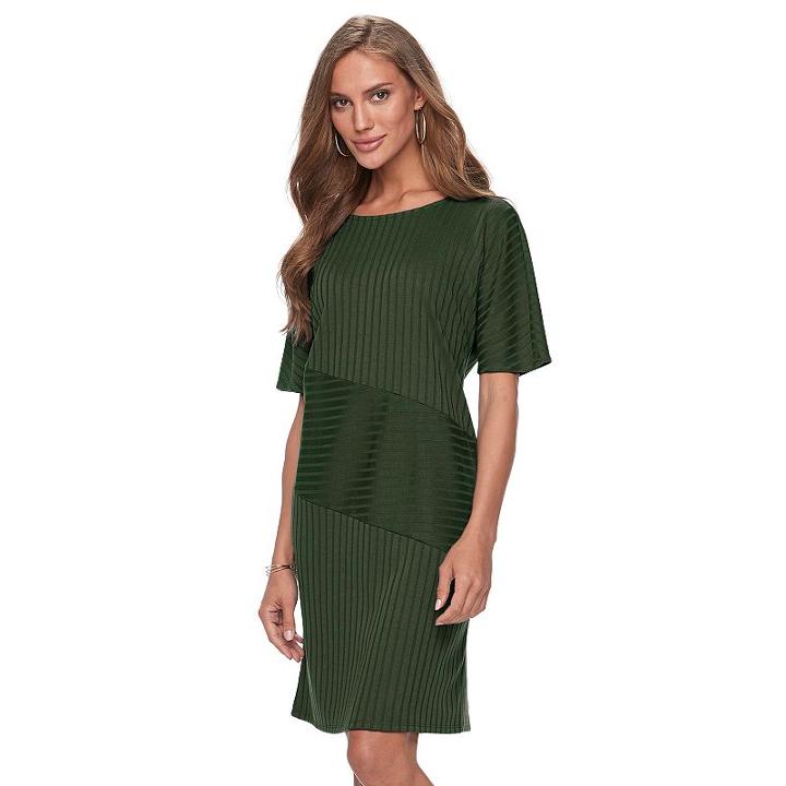 Women's Apt. 9&reg; Solid Ribbed Dress, Size: Xl, Green