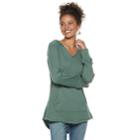 Juniors' So&reg; High-low Solid Fleece Tunic Hoodie, Teens, Size: Xl, Med Green
