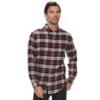 Men's Croft & Barrow&reg; True Comfort Plaid Classic-fit Flannel Button-down Shirt, Size: Xl, Red