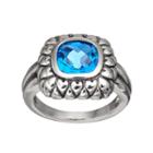 Adora Sterling Silver Simulated Blue Topaz Square Ring, Women's, Size: 7
