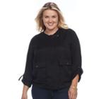 Plus Size Apt. 9&reg; Utility Jacket, Women's, Size: 3xl, Black