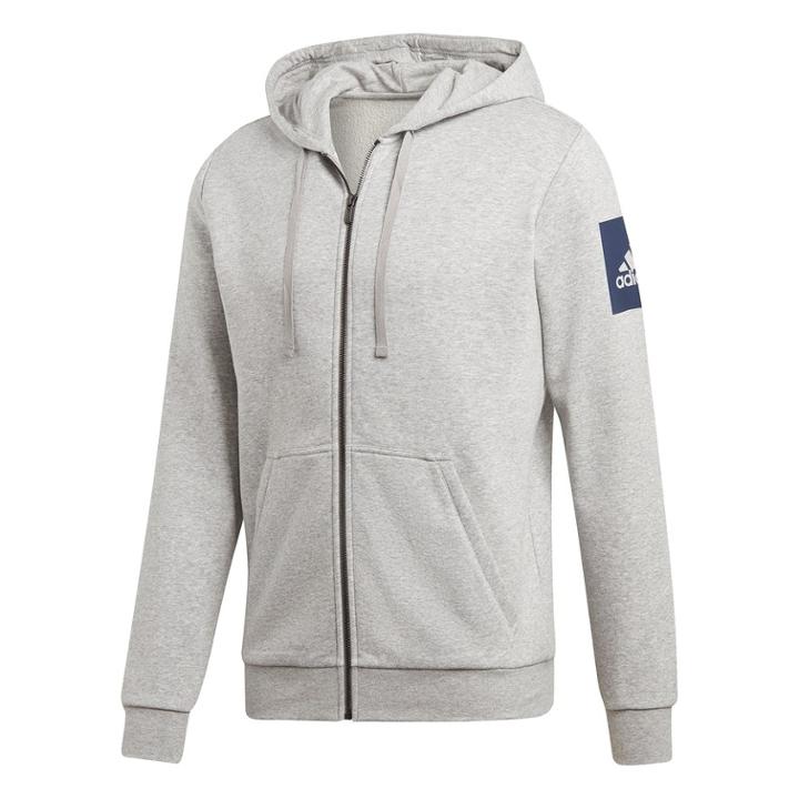 Men's Adidas Frech Terry Full-zip Hoodie, Size: Xxl, Med Grey