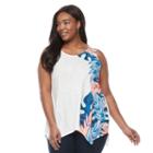 Plus Size Kate And Sam Palm Leaf Shark-bite Tank, Women's, Size: 2xl, Dark Red