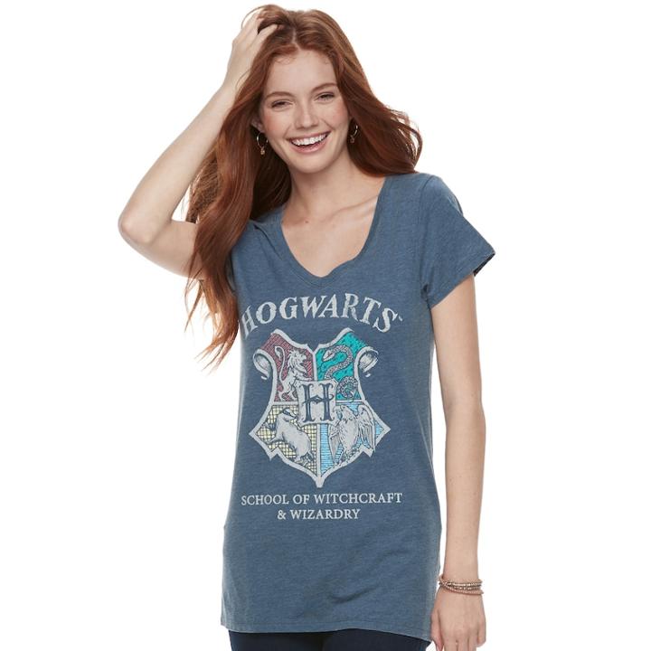 Juniors' Harry Potter Hogwarts Crest Graphic Tee, Teens, Size: Small, Blue