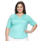 Plus Size Croft & Barrow&reg; Pocket Roll-tab Tee, Women's, Size: 2xl, Brt Blue