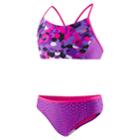 Girls 7-16 Speedo Printed Splice Bikini Swimsuit Set, Size: 8, Drk Purple