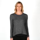 Women's Larry Levine Open-back Mock-layer Top, Size: Medium, Med Grey