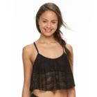 Mix And Match Crochet Flounce Midkini Top, Size: Large, Black