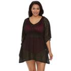 Beach Scene, Plus Size Evie Crochet Batwing Tunic Cover-up, Women's, Size: 2xl, Black