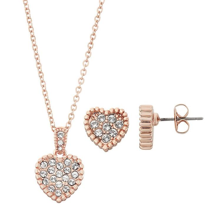 Brilliance Heart Jewelry Set With Swarovski Crystals, Women's, White