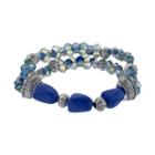 Napier Blue Beaded Double Strand Stretch Bracelet, Women's