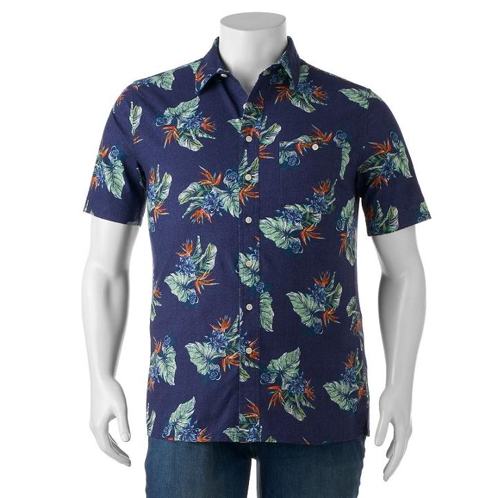 Big & Tall Croft & Barrow&reg; Classic-fit Tropical Button-down Shirt, Men's, Size: 3xb, Blue
